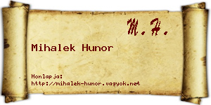 Mihalek Hunor névjegykártya